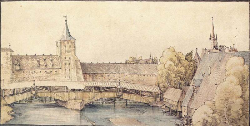 Albrecht Durer The covered Footbridge at the haller Gate in Nuremberg